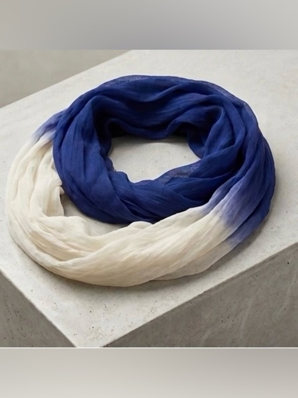 Free People Azure Ombre Hand-Dyed Sheer Gauze Infinity Scarf NWOT